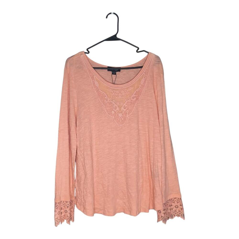 Charlie Paige Top Pullover Pink Romantic Boho Lace Detail Women's L/XL